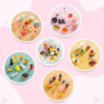 50 Pcs Miniature Food Drink Bottles Soda Pop Cans Pretend Play Kitchen Game Party Accessories Toys Hamburg Cake Ice Cream for 1/12 Doll House (25Food+25Drink) - Image 3