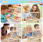 "Deluxe Kids Drum Set & Wooden Xylophone - Montessori Musical Instruments for Toddlers, Perfect Birthday Gift!" - Image 6