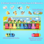 " Interactive Floor Piano Mat - Sensory Musical Playmat for Toddlers & Kids, Fun Dancing Keyboard with Animal Sounds, Perfect Birthday Gift for Boys & Girls Ages 1-5!" - Image 2