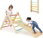 " 2-in-1 Triangle Climber with Ramp - Foldable Wooden Indoor Playground for Toddlers, Perfect Gift for Boys & Girls!" - Image 10