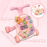 " 3-in-1 Baby Walker & Activity Center - Pink Toddler Push Toy for Girls, Perfect for Learning to Walk & Early Development (6-12 Months)" - Image 7