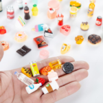 50 Pcs Miniature Food Drink Bottles Soda Pop Cans Pretend Play Kitchen Game Party Accessories Toys Hamburg Cake Ice Cream for 1/12 Doll House (25Food+25Drink) - Image 4