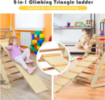 " 2-in-1 Triangle Climber with Ramp - Foldable Wooden Indoor Playground for Toddlers, Perfect Gift for Boys & Girls!" - Image 8
