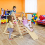 " 2-in-1 Triangle Climber with Ramp - Foldable Wooden Indoor Playground for Toddlers, Perfect Gift for Boys & Girls!" - Image 2