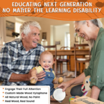 "Delightful Natural Wooden Musical Instruments Set for Kids - Perfect for Preschool Learning & Fun! Includes Maracas, Guitar, Xylophone, Tambourine, Castanet, Shaker Egg, and Flute!" - Image 2