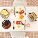 Miniature Dollhouse Accessories of Dollhouse Kitchen, Miniature Food (Lover Breakfast 16Pcs A) - Image 5