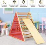 " 2-in-1 Triangle Climber with Ramp - Foldable Wooden Indoor Playground for Toddlers, Perfect Gift for Boys & Girls!" - Image 6