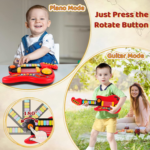 "2-in-1 Kids Guitar & Piano - Electric Musical Toy for Toddlers, Perfect Gift for 3-5 Year Old Boys & Girls (Red)" - Image 2