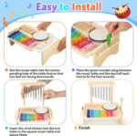 "Deluxe Kids Drum Set & Wooden Xylophone - Montessori Musical Instruments for Toddlers, Perfect Birthday Gift!" - Image 3