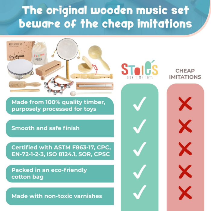 " Montessori Wooden Musical Instruments for Kids Ages 3-9 - Fun & Engaging Toys for Young Musicians!" - Image 3