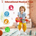 "2-in-1 Kids Guitar & Piano - Electric Musical Toy for Toddlers, Perfect Gift for 3-5 Year Old Boys & Girls (Red)" - Image 3