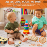 "Delightful Natural Wooden Musical Instruments Set for Kids - Perfect for Preschool Learning & Fun! Includes Maracas, Guitar, Xylophone, Tambourine, Castanet, Shaker Egg, and Flute!" - Image 5