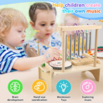 "Deluxe Kids Drum Set & Wooden Xylophone - Montessori Musical Instruments for Toddlers, Perfect Birthday Gift!" - Image 5