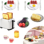 Miniature Dollhouse Accessories of Dollhouse Kitchen, Miniature Food (Lover Breakfast 16Pcs A)