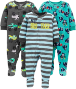Cozy Comfort:  3-Pack Flame Resistant Fleece Footed Pajamas for Toddlers and Baby Boys - Image 6