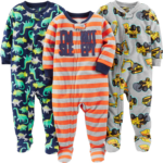Cozy Comfort:  3-Pack Flame Resistant Fleece Footed Pajamas for Toddlers and Baby Boys - Image 3