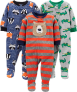 Cozy Comfort:  3-Pack Flame Resistant Fleece Footed Pajamas for Toddlers and Baby Boys - Image 4
