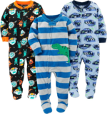 Cozy Comfort:  3-Pack Flame Resistant Fleece Footed Pajamas for Toddlers and Baby Boys - Image 5