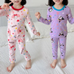 Girls' Cotton Sleepwear Set with Kuromi Print - 2-Piece Toddler Pajamas for Autumn and Spring - Image 3