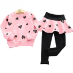 Toddler Girls' Clothing Sets for Autumn and Spring - T-Shirt, Skirt, and Legging Outfits for Active Kids - Image 2