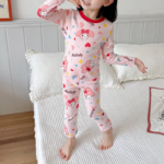 Girls' Cotton Sleepwear Set with Kuromi Print - 2-Piece Toddler Pajamas for Autumn and Spring - Image 5