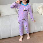Girls' Cotton Sleepwear Set with Kuromi Print - 2-Piece Toddler Pajamas for Autumn and Spring - Image 4