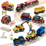 12-Piece Battery Operated Train Set - Magnetic Mini Construction Cars for Toddlers, Compatible with Most Wooden Tracks!