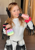 Mini Karaoke Machine - Portable Bluetooth Speaker with 2 Wireless Microphones, Perfect Christmas & Birthday Gift for Kids Ages 4-12 (Light Pink) - Image 8