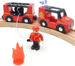 Wooden Train Cars Construction Set - Magnetic Digger and Dump Truck Accessories for Kids' Railway Tracks