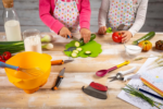 Kids Mezzaluna Knife with Blade Protector - Safe & Fun Cooking Tool for Little Chefs, Cat Design, 5.2" X 3.3" X 0.7", Red - Image 2