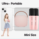 Mini Karaoke Machine - Portable Bluetooth Speaker with 2 Wireless Microphones, Perfect Christmas & Birthday Gift for Kids Ages 4-12 (Light Pink) - Image 9