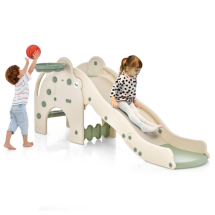 4-in-1 Toddler Play Slide Featuring Adorable Elephant Design