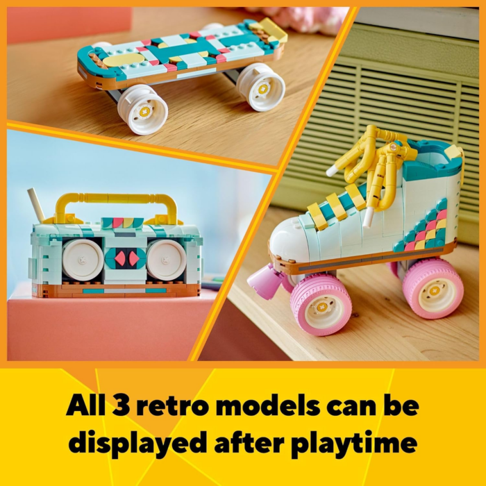 Creator 3-in-1 Retro Roller Skate Kit - Transforming Toy for Skaters, Builds into Skateboard & Boom Box Radio, Perfect Birthday Gift for Ages 8+ - Set 31148 - Image 5