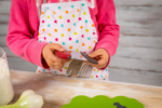 Kids Mezzaluna Knife with Blade Protector - Safe & Fun Cooking Tool for Little Chefs, Cat Design, 5.2" X 3.3" X 0.7", Red - Image 5