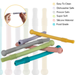 Hollow Teether Tube Chew Straw Sensory Toy Set - BPA Free Silicone Teething Toys for Infants & Toddlers (3-36 Months) - Freezable 6 Pack for Learning & Development - Image 2