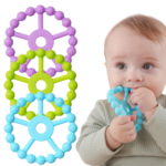 3 Pack Silicone Ring Teether Toys for Infants - Easy Grasp Baby Teething Relief, Perfect for 0-24 Months - Purple, Pink & White - Image 8