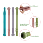 Hollow Teether Tube Chew Straw Sensory Toy Set - BPA Free Silicone Teething Toys for Infants & Toddlers (3-36 Months) - Freezable 6 Pack for Learning & Development - Image 4