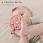 3 Pack Silicone Ring Teether Toys for Infants - Easy Grasp Baby Teething Relief, Perfect for 0-24 Months - Purple, Pink & White - Image 4