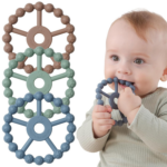 3 Pack Silicone Ring Teether Toys for Infants - Easy Grasp Baby Teething Relief, Perfect for 0-24 Months - Purple, Pink & White - Image 9