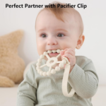 3 Pack Silicone Ring Teether Toys for Infants - Easy Grasp Baby Teething Relief, Perfect for 0-24 Months - Purple, Pink & White - Image 5