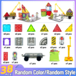 Magnetic Road Construction Set with Vehicle Toys for Toddlers - Ideal Gift for Christmas and Birthdays