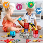 Magnetic Road Construction Set with Vehicle Toys for Toddlers - Ideal Gift for Christmas and Birthdays - Image 3