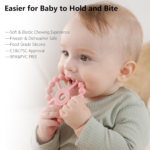 3 Pack Silicone Ring Teether Toys for Infants - Easy Grasp Baby Teething Relief, Perfect for 0-24 Months - Purple, Pink & White - Image 3