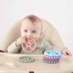 3 Pack Silicone Ring Teether Toys for Infants - Easy Grasp Baby Teething Relief, Perfect for 0-24 Months - Purple, Pink & White - Image 6