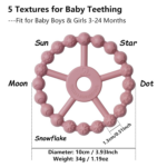 3 Pack Silicone Ring Teether Toys for Infants - Easy Grasp Baby Teething Relief, Perfect for 0-24 Months - Purple, Pink & White - Image 2