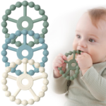 3 Pack Silicone Ring Teether Toys for Infants - Easy Grasp Baby Teething Relief, Perfect for 0-24 Months - Purple, Pink & White - Image 7
