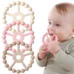 3 Pack Silicone Ring Teether Toys for Infants - Easy Grasp Baby Teething Relief, Perfect for 0-24 Months - Purple, Pink & White - Image 10