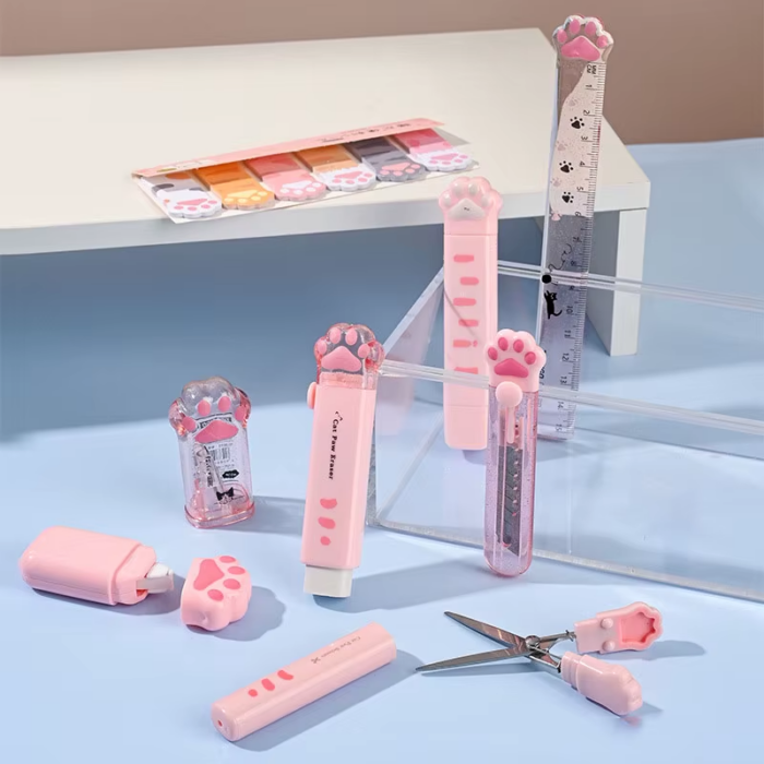 Cat Paw Themed 9-in-1 Stationery Set for Educational Gifts - Image 5