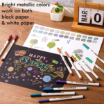 24-Color Metallic Marker Pens - Fine Point Paint Markers for DIY Crafts, Calligraphy, and Art on Black Paper, Fabric, and More! - Image 3
