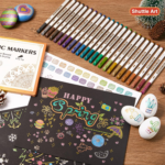 24-Color Metallic Marker Pens - Fine Point Paint Markers for DIY Crafts, Calligraphy, and Art on Black Paper, Fabric, and More! - Image 7